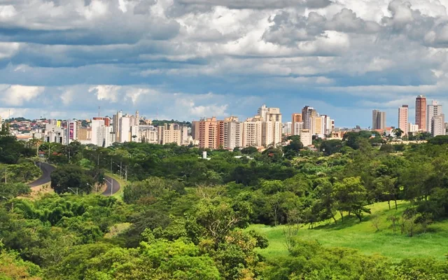 Uberaba - MG Vista panorâmica de uma cidade com vegetação em Uberaba